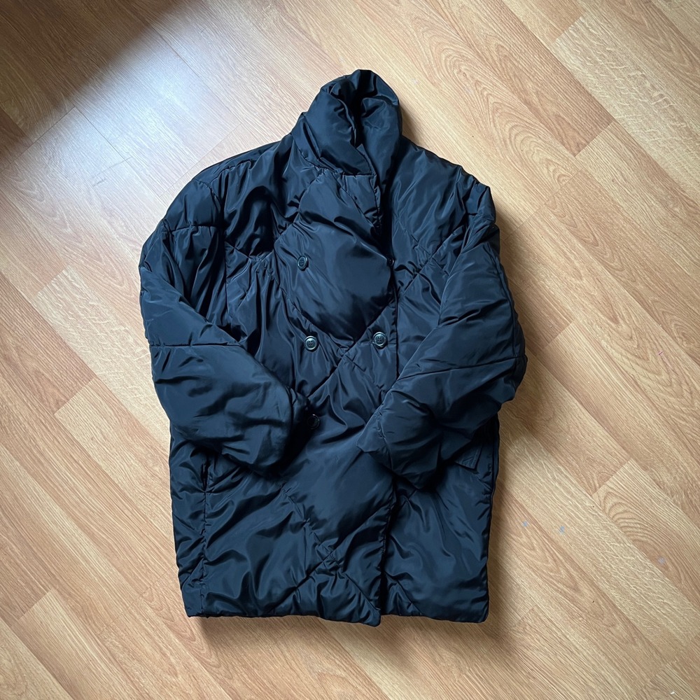 Free People Ella Oversized Puffer Coat Black Puffa Jacket Womens XS Streetwear
